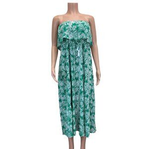 Japna Boho Tropical Strapless Maxi Sundress -Women SZ M -Tazzel Tie -Front Slits